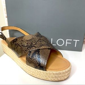 Ann Taylor Loft Crisscross Platform Espadrille Snake Sandal